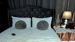 Small titted brunette Sharron with glasses masturbates