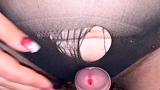 Footjob and Pantyhose Creampie Like a Condom POV