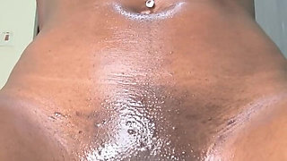 Petite Ebony Hottie - Oiled up Masterbation and Dildo Ride