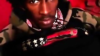 Black Stud Strokes His Massive Cock On Webcam