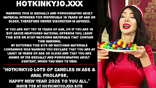 Hotkinkyjo lots of candles in ass & anal prolapse. Happy New Year 2026 to You all