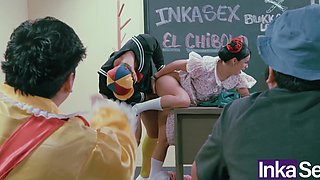 Sex school lesssion: latina girl with twintails gets pounded doggystyle