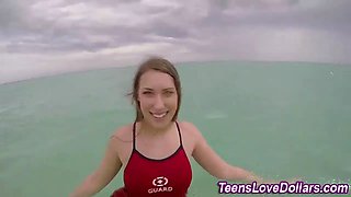 Teen boobie cummed over