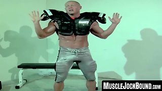 MuscleJockBound.com - Blond submissive jock's public humiliation with a wetting accident before practice