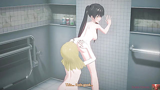 Shower Surprise: Fingered, Caught, Then Scissored Wild