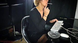 !!! Slutty Blonde Boss Empties The Staff Balls Before Leaving The Office !!! - English Subtitles