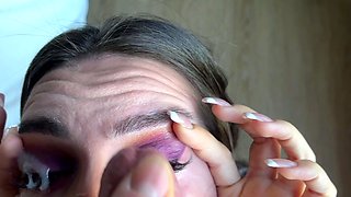 Tan stud gives a POV blowjob to his big cock