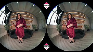 Passionate Brunette Strips on Sofa - VRQueens