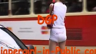 Blonde Amateur Takes Facial Outdoors In Public