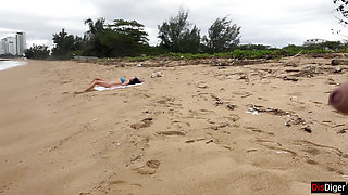 Babe Can I Cum On Your Tits? - Public Cock Flashing On The Beach