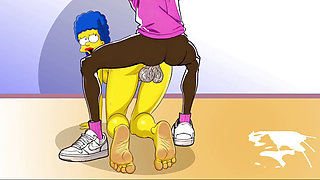 Wife Cheats on Her Husband with a Fitness Trainer. Cartoon. Simpsons Parody