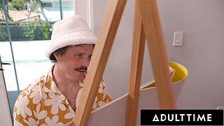 ADULT TIME - Slutty Chloe Surreal Gets Naked  Gives Sloppy BJ To Pervy Artist While Stepmom s Away!