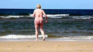Big titted wife on the beach