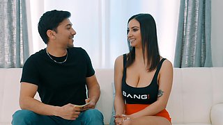 Brunette Hailey Rose sucking a dick before being fucked hard