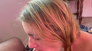 MILF gives superior blow job to hubby with monster cock