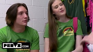 Skinny Teen Shoplifter Fucks Counselor to Avoid Jail - Rough Gangbang & Cum in Mouth