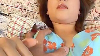 Hot Japanese babe gets cum on her body