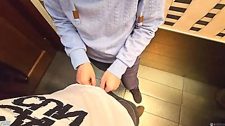 Hot MILF Rubbing Wet Pussy in Public Toilet - Don't Cum Inside POV