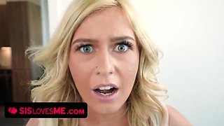 Blonde Stepsis Fucks Stepbro Hard on Couch - Big Ass Doggystyle & Facial Cumshot
