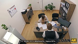 Loan4k. blond maya with Big Tits is fucking a bank employee on the office chair while his counterpart is observing