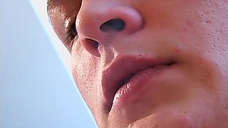 Cute Adam oozed cum while smoking after his jerking session