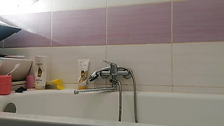 Sexy wife takes shower, big ass, big tits.