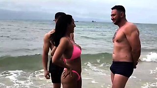 Sensational orgy on the beach with 2 hung studs, I gave