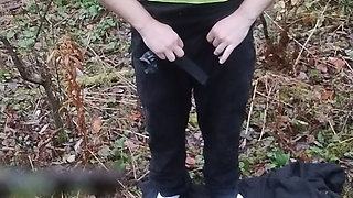 Fat autistic guy jerks and cums in forest pt. 3