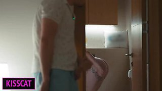 Step Mom and Step Son Share Hotel Bed - Hot Russian MILF Rides Him Hard