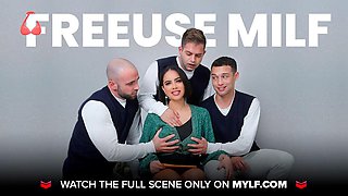 Mylf - Gorgeous Busty Step Mom Gives Her Step Son A Lesson How To Orally Satisfy His Sexy Girlfriend