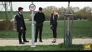 Hot Mature Blonde Headmistress Caught in Bus Threesome with Natural Tits HD