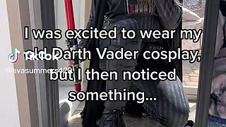 NSFW Tiktok Cosplay Star Wars Lady Vader Sexy Tease Ripped Pants Big Ass Petite PAWG Perfect Natural Body