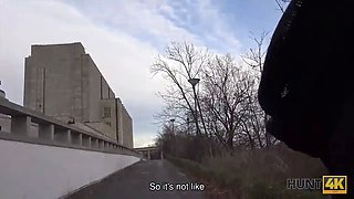 HUNT4K. Man covers redhead's tummy with sperm after sex for money
