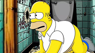 Married Housewife Gets Fucked In A Public Dirty Restroom. Cartoon. Simpsons Parody.