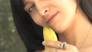 Amateur - hot little tits outdoor banana insertion