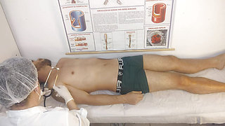 Nurse has her first patient with an erect penis!