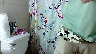 My Stepdad Saw Me Flashing My Tits on a Video Call in the Bathroom.