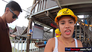 Zipline fun and hot sex at home after for a Thai European couple