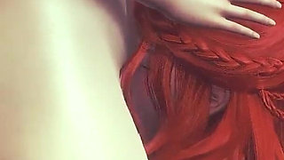 Red Head Ariella Oral Sex Blowjob and Cumshot - Sexy Anime Girl Sucks Cock in Honey Select 2 3D Animation Hentai