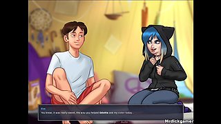 Summertime Saga Bitch Gets a Quick Orgasm by Rubbing Her Hot Pussy