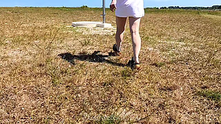 My Bold, Pantyless Walk to the Beach and Back - Every Step Making Me Feel Exposed