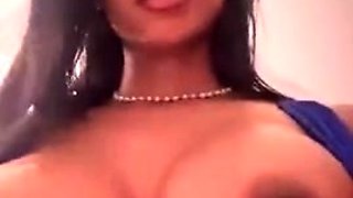 Glamour babe with big boobs masturbates in lingerie