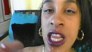 French Ebony Babe Got Huge Load on Her Face