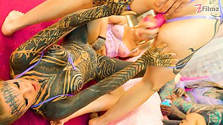 Squirt mayhem - five girls squirting on each other - assfuck dildos, blossom, gapes, ass-to-mouth