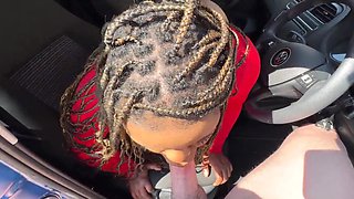 Big booty BBW slut gets creampied in his car