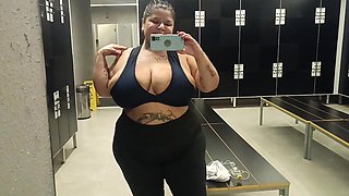 Slutty BBW In The Gym Bathroom