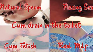 Sperm Drain #3. Blonde Pornstar Bitch Drains Cum Down the Toilet. Anal Creampie. Behind Camera. Uncensored. Cum in My Ass.