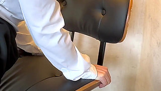 Sexy Personal Assistant in Office Suit, Pantyhose and High Heels Gets Boss Cum in Her Nylons, Business-bitch