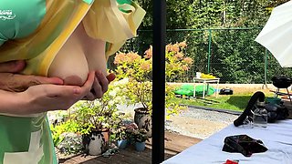 Blonde and her outdoor solo masturbation