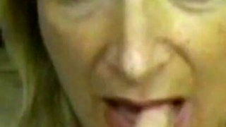 The Busty Old Lady First Gives a Footjob and Then a Nice Blowjob